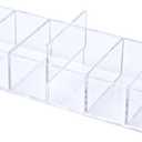 NatSumeBasics Clear Drawer Organizer 6-Section Desk Compartment Acrylic Tray Holder, 3.3" Width not for Storage Credit Cards Business Card, Office Accessories Supplies (Small)