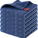 Homaxy 100% Cotton Terry Kitchen Dish Cloths, Ultra Soft and Absorbent Dish Towels for Kitchen, Suitable for Drying and Washing Dishes, 6 Pack, 12 x 12 Inches, Navy Blue