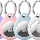 UNBREAKcable 4 Pack Macaron Colored for Apple AirTag Holder [Hold Air Tag Securely] [Easy to Install] Protective Case Waterproof TPU Shell with 304 Stainless Steel Key Ring Keychain