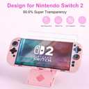GUTIAL Accessories Bundle for Nintendo Switch 2 2025 - Cute Kawaii NS 2 Accessories kit for Grils Boys Kids with Travel Carrying Case and Cartoon Dockable Cover Case, Screen Protector, Stand - Pink