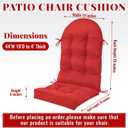 Geelin 4 Pcs Outdoor Patio Chair Cushion Thick High Back Adirondack Chair Cushion Tufted Weather & Fade Resistant Anti-Slip Outside Rocking Chairs Pads with Ties, 44 x 19 x 4 Inch (Red)