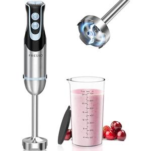 FRESKO Immersion Handheld Blender 500W with 700ml Beaker, 12-Speed & Turbo Mode Hand Blender Stick, 304 Stainless Steel Blades