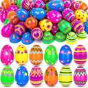 Envotek 60 Pack Plastic Printed Easter Eggs, 2.4 Inch Fillable Empty Eggs Bulks for Easter Eggs Hunt, Easter Basket Stuffers Fillers, Classroom Prize Supplies, Filling Treats and Party Favors