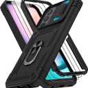 Fit for Samsung A24 Phone Case with 2PCS Screen Protector, Build in 360 Rotating Ring Kickstand, Military Grade Protective Case for Samsung A24 Case Phone, Black