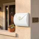 White Wall Mount Mailbox for Outside,Waterproof Metal Mailboxes with Rust-Proof Galvanized Steel,Large Capacity Envelope Mailbox for House,12.99 x 10.35 x 3.5 Inch, White