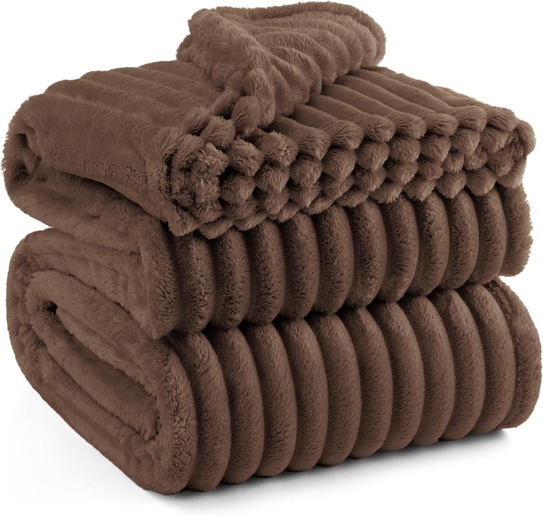 Bedsure GentleSoft Brown Fleece Blanket for Couch -Cozy Soft Blankets for Women, Cute Small Throws for Girls, 90x90 Inches