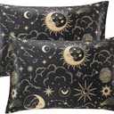EXQ Home Satin Pillowcase for Hair and Skin King - Black Printed Silk Pillowcase 2 Pack 20x40 inches - Satin Pillow Cases Set of 2 with Envelope Closure, Gifts for Women Men