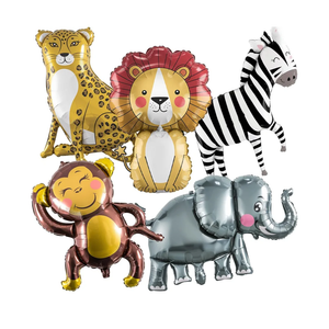 Jungle Safari Animals Balloons, Jungle Safari Theme Birthday Party Decorations, Lions Zebra Elephant Monkey Leopard Foil Balloons for Kids Boys Wild One Zoo Birthday Baby Shower Party Decor Supplies