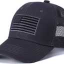 American Flag Hat, Adjustable Fit USA Baseball Cap for Men Women, Outdoor Ball Caps Mesh Snap Embroidered Cap (Gray)