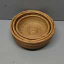 Round Rattan Fruit Baskets Woven Storage Bowls Key Holder Stackable for Shelf Kitchen Tabletop Natural Set of 3