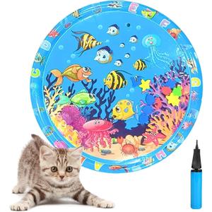 Aqua Cats Water Mat with Fish, Cat Dog Water Mat, Thickened Durable Non-Slip Playmat, Durable Easy Clean, Suitable for All Types of Pets
