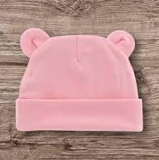 Soft and Lightweight Newborn Baby Hat - Pure Cotton, High Elasticity, Skin-Friendly, Breathable, and Warm - Adorable Pink Bear Ear Infant Cap