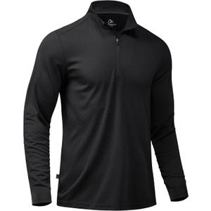 Obla Golf Quarter Zip Pullover for Men Mock Neck Sweatshirt Lightweight Sun Protection Men's Long Sleeve Golf Shirt (Medium, Black)