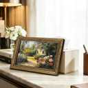 Gold Framed Vintage Rose Garden Canvas Wall Art English Cottage Floral Landscape Painting Picture Wall Decor Nature Rustic Farmhouse Poster Print Artwork for Living Room Bedroom Dorm Bathroom 9x11in