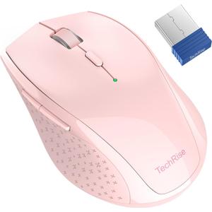 Wireless Mouse - Silent, Ergonomic Optical Mouse with Nano Receiver, 30 Months Battery Life for PC, Tablet, Laptop (Pink)