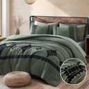 MaiRve Embroidery Comforter Set, Boho Farmhouse Western Bedding Set, All Season Bed in A Bag Comforter Set with Sheets, Pillowcases & Shams, Olive Green Queen 7 Pieces