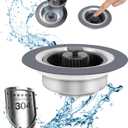 3 in 1 Kitchen Sink Drain Strainer and Stopper Kit,Stainless Steel Pop-up Kitchen Drain Stopper with Strainer Basket,Anti-Clogging Kitchen Sink Strainer for Standard 3-1/2 Inch Drain (Upgraded)