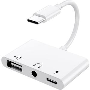 USB C to 3.5mm Jack Headphone Adapter with Charger Port,OTG Cable Adapter, Type C to Aux Audio Earphones Splitter for iPhone Samsung Galaxy S22 Ultra S21 S20 i-Pad Pro Air Pixel 4 Laptops