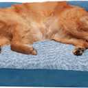 Furhaven Orthopedic Dog Bed for Large Dogs w/ Removable Bolsters & Washable Cover, For Dogs Up to 95 lbs - Two-Tone Plush Faux Fur & Suede L Shaped Chaise - Marine Blue, Jumbo/XL (40.0"L x 32.0"W x 8.0"Th, (Two-Tone Faux Fur & Suede) Marine Blue)