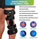 Komzer OA Unloader Knee Brace - Adjustable 3-Point Medial/Lateral Offloading Support for Osteoarthritis Pain, Bone-on-Bone Joint Degeneration & Recovery, ROM Control, Universal Fit for Men & Women, Black, Right