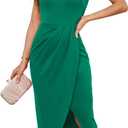 GRACE KARIN Halter Dresses for Women Sexy Bodycon Sleeveless Slit Ruched Club Party Midi Dress,A-Green,M, Medium