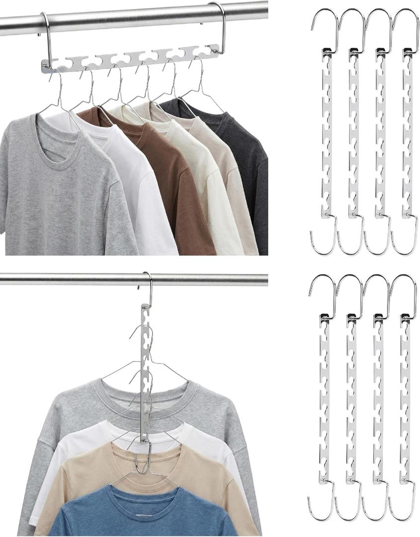 Mr. Pen- Metal Space Saving Hangers for Clothes, 8 Pack, 6 Slots, 360 Rotating Hooks, Metal Hangers, Wardrobe Organizer, Magic Cascading Hanger, Closet Space Saver, Closet Organizers and Storage