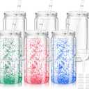 6 Pcs Plastic Globe Tumbler,16 oz Double Wall Tumbler with Lid