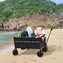 ROSONG Collapsible Wagon Cart with Wheels Foldable - Folding Utility Heavy Duty Wagons Carts for Grocery Sports Garden Shopping Camping Wheelbarrows (Black, 260L)