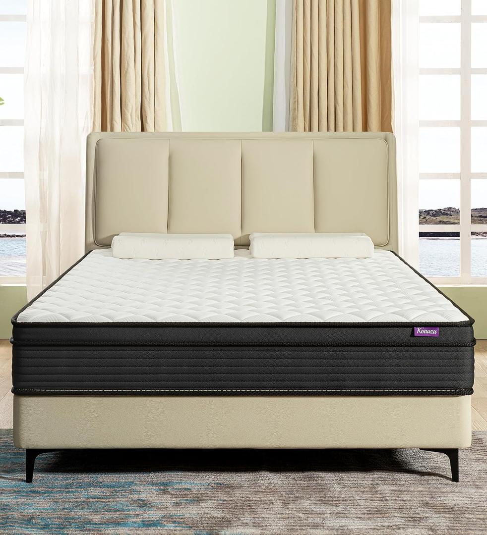 Queen Size Mattress,10 Inch Memory Foam Hybrid Queen Bed Mattresses in a Box Individual Pocket Spring Breathable Comfortable for Pressure Relief.