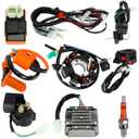 Complete Wiring Harness Kit Compatible with GY6 150cc 152QMI 157QMJ 4-Stroke Engine ATV Quad 4 Wheeler Dune Buggy Parts with Ignition Coil CDI Startor Starter Relay Solenoid Regulator