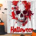 Bloody Halloween Skull Shower Curtain Gothic Spooky,70" L x 70" W
