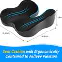 Seat Cushion for Tailbone & Sciatica Pain Relief Certified & Ergonomist-Designed Tapered Front Edge Reduces Thigh Pressure Wide Memory Foam for Office Chair, Car, Wheelchair