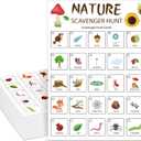 Hoolerry 30 Pcs Nature Scavenger Hunt for Kids Car Scavenger Hunt Cards Road Trip and Travel Activities Camping Games Outdoor Indoor Seek Activity for Kids Adults(Nature)
