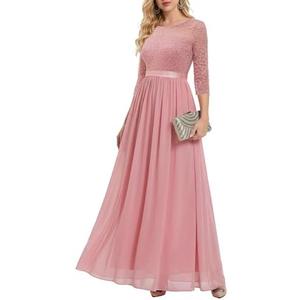 BeryLove Women Long Sleeve Formal Party Dress Lace Wedding Guest Maxi Dresses Elegant Cocktail Evening Gowns 2XL