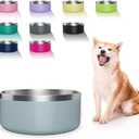 WENBOKMIN Dog Bowl, Stainless Steel Dog Food and Water Bowl with Non Slip Quiet Bottom, Easy to Clean, Dishwasher Safe, 64oz, Light blue