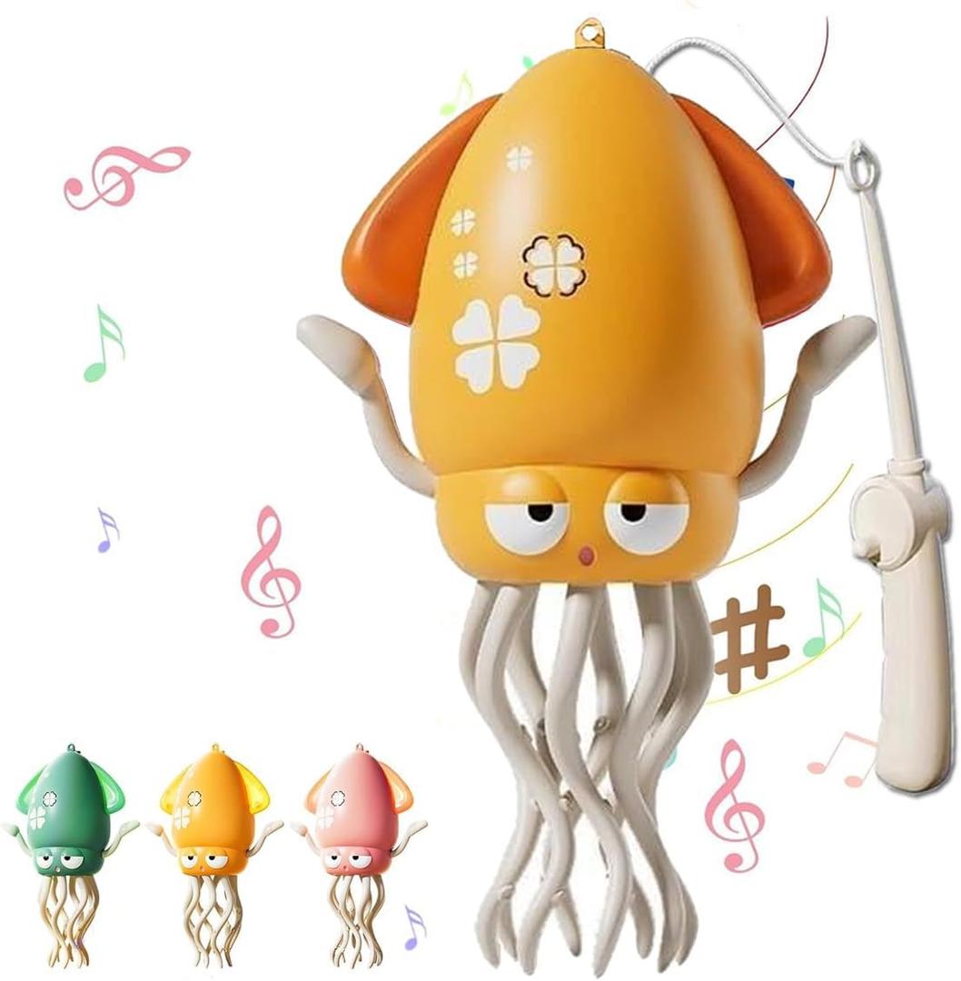 Magic Dancing Octopus Toy - Smart Obstacle-Dodging Robot with LED Light Show & Music, USB Rechargeable Tummy Time Squid Toy for Babies | Electric Crawling Octopus | Interactive Gift for Kids 3+ (Yellow)