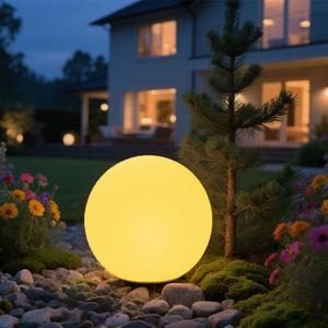 10-in Solar Orb Light, Waterproof Solar Globe Light Outdoor Dimmable RGB Color Changing Solar Garden Ball Light for Outside w/Remote, Landscape Lighting Mood Lamp w/Ground Stake for Yard Poolside Lawn