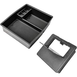 TACOBRO 2PCS Organizer Compatible with Toyota Tacoma 2024 2025 Center Console Accessories, Armrest Secret Compartment Tray Hidden Storage Box, ABS Touch to Open and Close