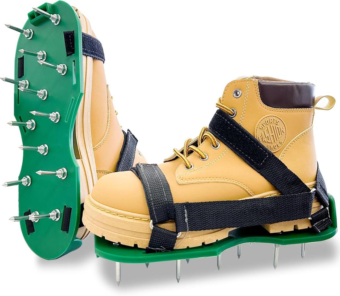 Epoxy Shoes, Gunite Spikes Shoes, Spike Shoes for Epoxy Flooring, with 1" Short Spikes Perfect For Epoxy Floor, Overlays, Epoxy Floor Kit, Garage Floor Epoxy Kit, Epoxy Garage Floor Coating Kit (Green)