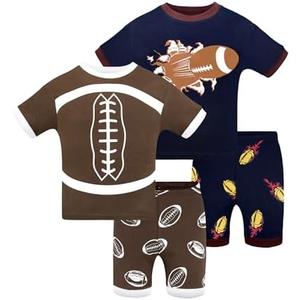 DAUGHTER QUEEN Boys Pajamas 4 Pieces Short Set 100% Cotton Sleepwear Size 18 Months-12 Years, Size 5