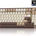 SOLAKAKA A99 Pro Mechanical Keyboard with LCD Screen & Metal Knob, Wireless Gaming Keyboard with BT5.0/2.4GHz/USB-C, Hot Swappable Creamy Keyboard, Gasket Structure, RGB Backlit, for Win/Mac (Milk Coffee Brown)