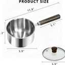 GREATLINK Small Sauce Pan with Lid and Wooden Handle for Cooking - 1 Quart Stainless Steel Saucepan with Pour Spout for Heating Milk, Melting Chocolate, Warming Sauces - Small Pot for All Cooktop