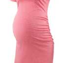 Liu & Qu Women's Maternity Bodycon Ruched Side Dress Casual Short & 3/4 Sleeve Dress for Daily Wearing Or Baby Shower (Medium, B1. Heather Pink)