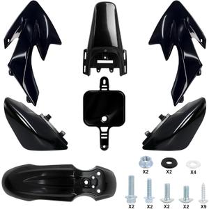Podoy CRF50 Body Fender Kit for Compatible with XR50 XR 50 CRF 50 SDG SSR Pit Dirt Motor Trail Bike Black with Bolt Work Fairing Plastic (black)