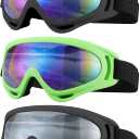 Ski Goggles, Motorcycle Goggles, 3 Pack Snowboard Snow Goggles for Men Women Adult Youth