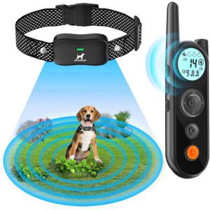 Wireless Dog Fence System - 25FT to 3500FT, Electric Fence for Dogs, Dog Shock Collar with Remote, 3 Safe Training Modes (Beep,Vibration, Shock), 185 Days Standby Time, LED Light, Waterproof
