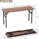 TEMI Long Computer Desk Folding Table - 55.1" Foldable Office Desk, No Assembly, Perfect Writing Table for Bedroom, Dorm, or Apartment, Portable Large Desk or Study Table with Compact Design, Walnut