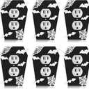 Peryiter 6 Pcs Gothic Coffin Black Outlet Covers Wall Plate Bat Coffin Gothic Room Decor Duplex Plug Socket Light Switch Covers Decorative Goth Decor for Bedroom Home Kitchen(Black,Spider Web)