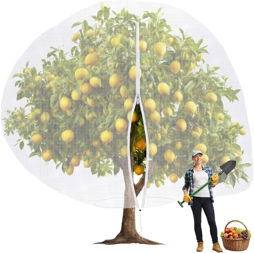1 Pcs 20 x 16.4 ft Large Fruit Tree Netting Bags Garden Plant Protector with Zipper and Drawstring Blueberry Bushes Netting Covers Plant Protection Mesh Net Bags from Insect Bug Cicada
