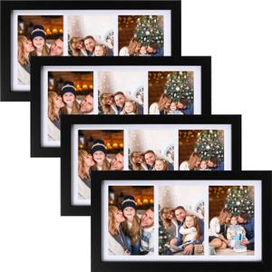 Suzile 4 Pcs 8 x 14 Collage Picture Frame 3 Opening 4 x 6 Picture Frame Multiple Three Photo Frame with Mat Hanging Hardware for Family Photo Display Wall Tabletop Decoration Gift for Daughter Son
